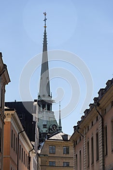 Steeple of the German Church from VÃ¤sterlÃ¥nggatan Stockholm