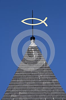 Steeple with ichthus