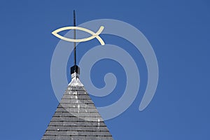 Steeple with ichthus