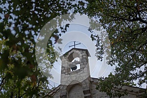 The steeple of Saint-Jean le Froid chapel near Cahors, Southwest France