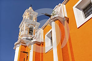 Steeple Santa Clara de Asis Church Puebla Mexico photo