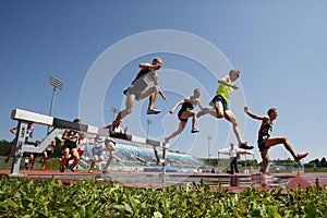 Steeplechase Track Men Jump Water