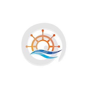 Steering ship logo template vector