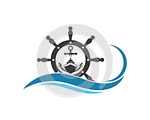 steering ship vector logo icon of nautical maritime