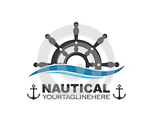 steering ship vector logo icon of nautical maritime