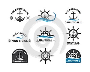 steering ship vector logo icon of nautical maritime