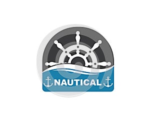 steering ship vector logo icon of nautical maritime