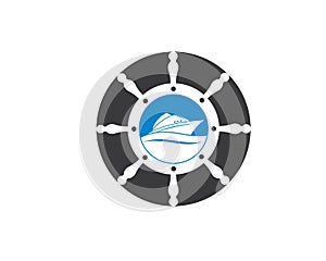 steering ship vector logo icon of nautical maritime