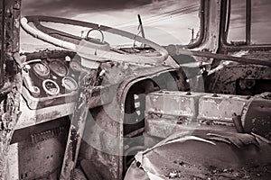 steering wheel abandoned photo