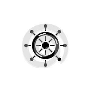 Steering wheel black icon concept. Steering wheel flat vector symbol, sign, illustration.