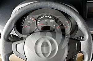Steering wheel close up