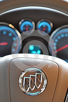 The steering wheel and the dashboard