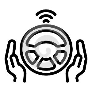 Steering wheel driverless icon, outline style