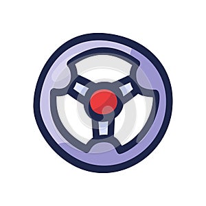 Steering wheel hand drawn outline doodle icon. Drive car and auto, racing, driver and traffic concept. Vector sketch illustration