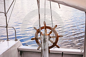 Steering wheel Handwheel ship close up