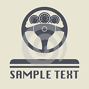 Steering wheel icon or sign