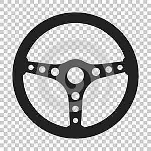 Steering wheel icon. Vector illustration on isolated transparent