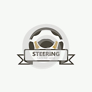 Steering wheel logo automotive car design garage auto repair workshop illustration