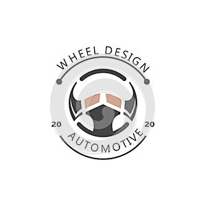 Steering wheel logo automotive car design garage auto repair workshop illustration