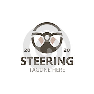 Steering wheel logo automotive car design garage auto repair workshop illustration