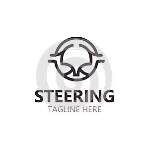 Steering wheel logo automotive car design garage auto repair workshop illustration