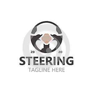 Steering wheel logo automotive car design garage auto repair workshop illustration