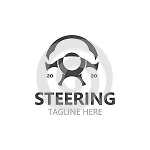 Steering wheel logo automotive car design garage auto repair workshop illustration