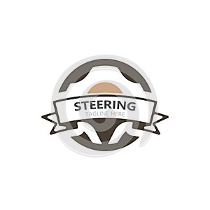 Steering wheel logo automotive car design garage auto repair workshop illustration