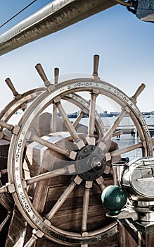 Steering wheel of an old sailing vessel