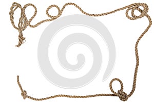 Steering wheel with a rope on a white background