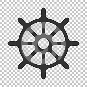 Steering wheel rudder icon. Vector illustration on isolated tran