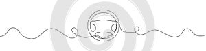 Steering wheel symbol in continuous line drawing style. Line art of steering wheel icon