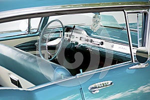 Steering Wheel of Vintage 1958 Chevrolet Bel Air