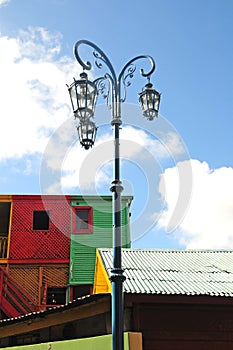 Steet lamp in caminito in buenos aires photo