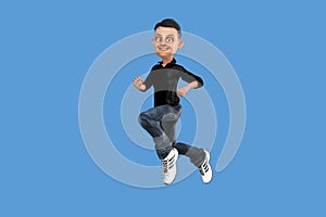 A happy Men 3D cartoon illustration, running photo