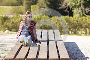 Stefania`s portrait at the park in early spring