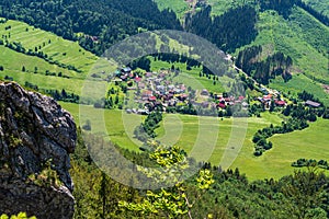 Stefanova village from Boboty hill in Mala Fatra mountains in Slovakia