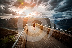 Stegastein Lookout Beautiful Nature Norway observation deck view