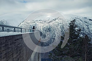 Stegastein viewpoint above Aurlandsfjord in Norway