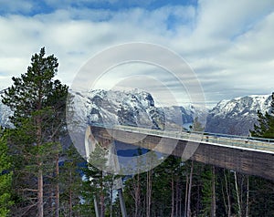 Stegastein viewpoint above Aurlandsfjord in Norway