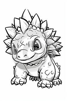 Stegosaurus. Dinosaur, cartoon style. Coloring page.