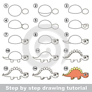 Stegosaurus. Drawing tutorial. photo