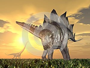 Stegosaurus and Mamenchisaurus