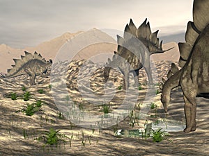 Stegosaurus near water - 3D render