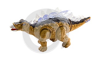 A stegosaurus toy isolated on a white background