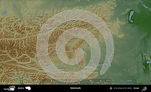 Steiermark outlined, Austria. Physical