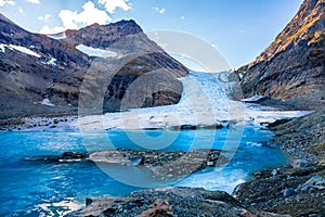 Steindalsbreen Glacier in North Norway, Lyngen Alps near Tromso