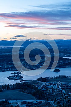 Steinsfjorden, a branch of Lake Tyrifjorden located in Buskerud, Norway. View from Kongens Utsikt Royal View at Krokkleiva photo