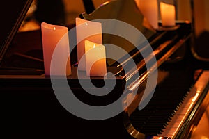 Steinway & Sons logo on black pianoforte photo