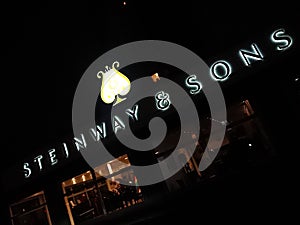 Steinway & Sons store at night